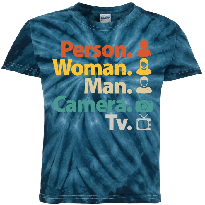 Person Woman Man Camera TV Donald Trump Cognitive Test Kids Tie-Dye T-Shirt