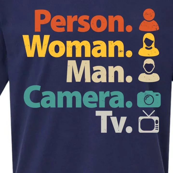 Person Woman Man Camera TV Donald Trump Cognitive Test Sueded Cloud Jersey T-Shirt