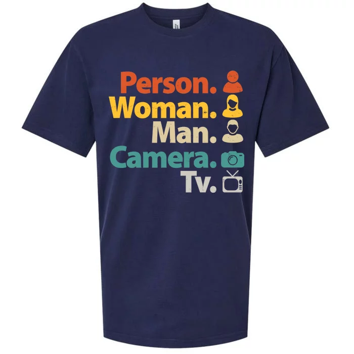 Person Woman Man Camera TV Donald Trump Cognitive Test Sueded Cloud Jersey T-Shirt