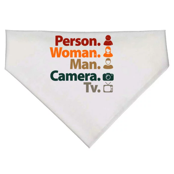 Person Woman Man Camera TV Donald Trump Cognitive Test USA-Made Doggie Bandana