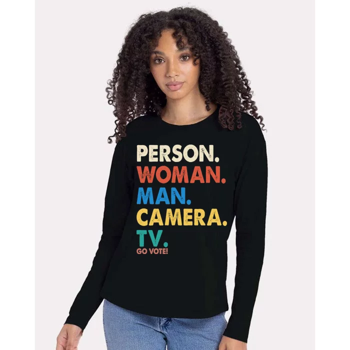 Person Woman Man Camera TV Go Vote Womens Cotton Relaxed Long Sleeve T-Shirt