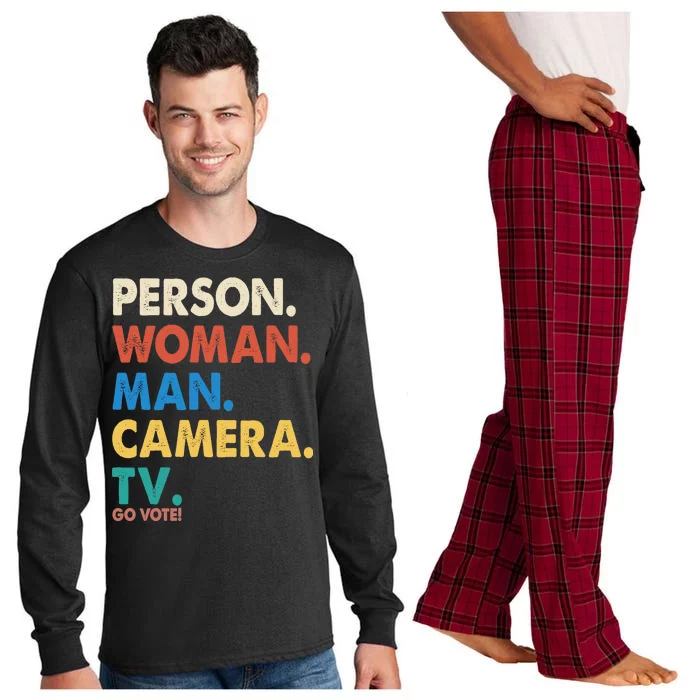 Person Woman Man Camera TV Go Vote Long Sleeve Pajama Set