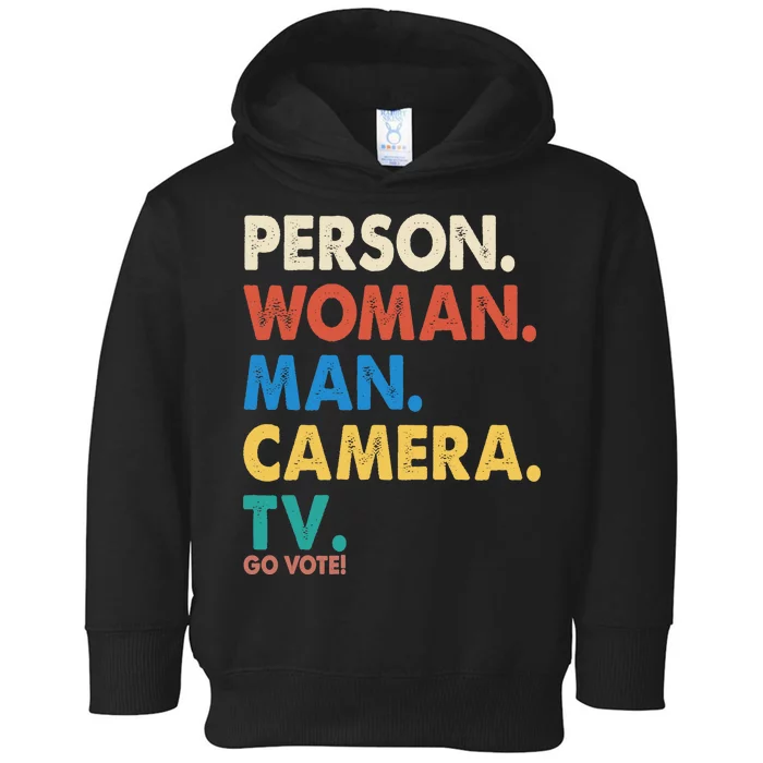 Person Woman Man Camera TV Go Vote Toddler Hoodie