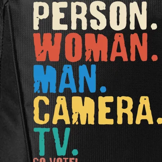 Person Woman Man Camera TV Go Vote Distressed City Backpack