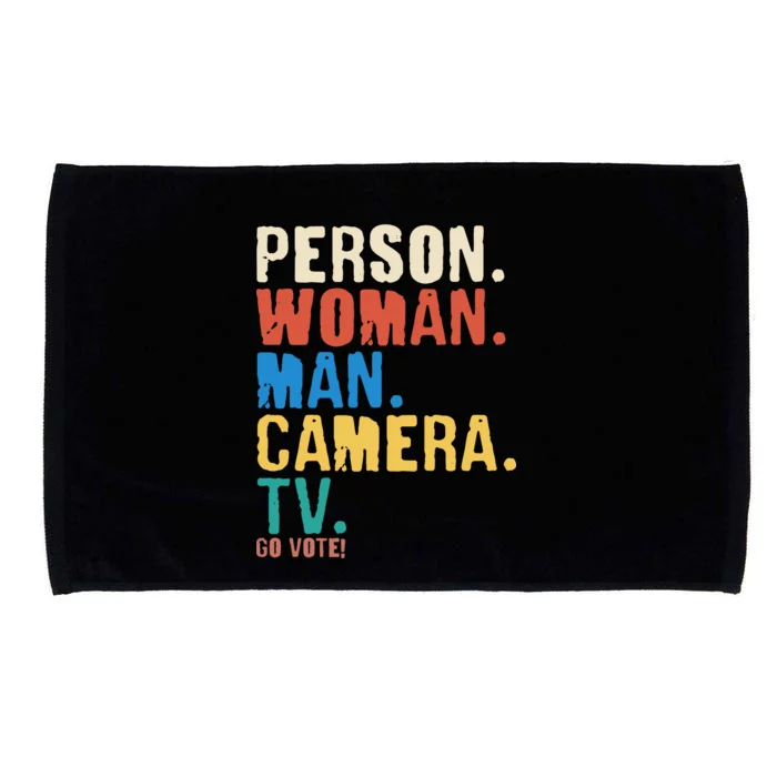 Person Woman Man Camera TV Go Vote Distressed Microfiber Hand Towel