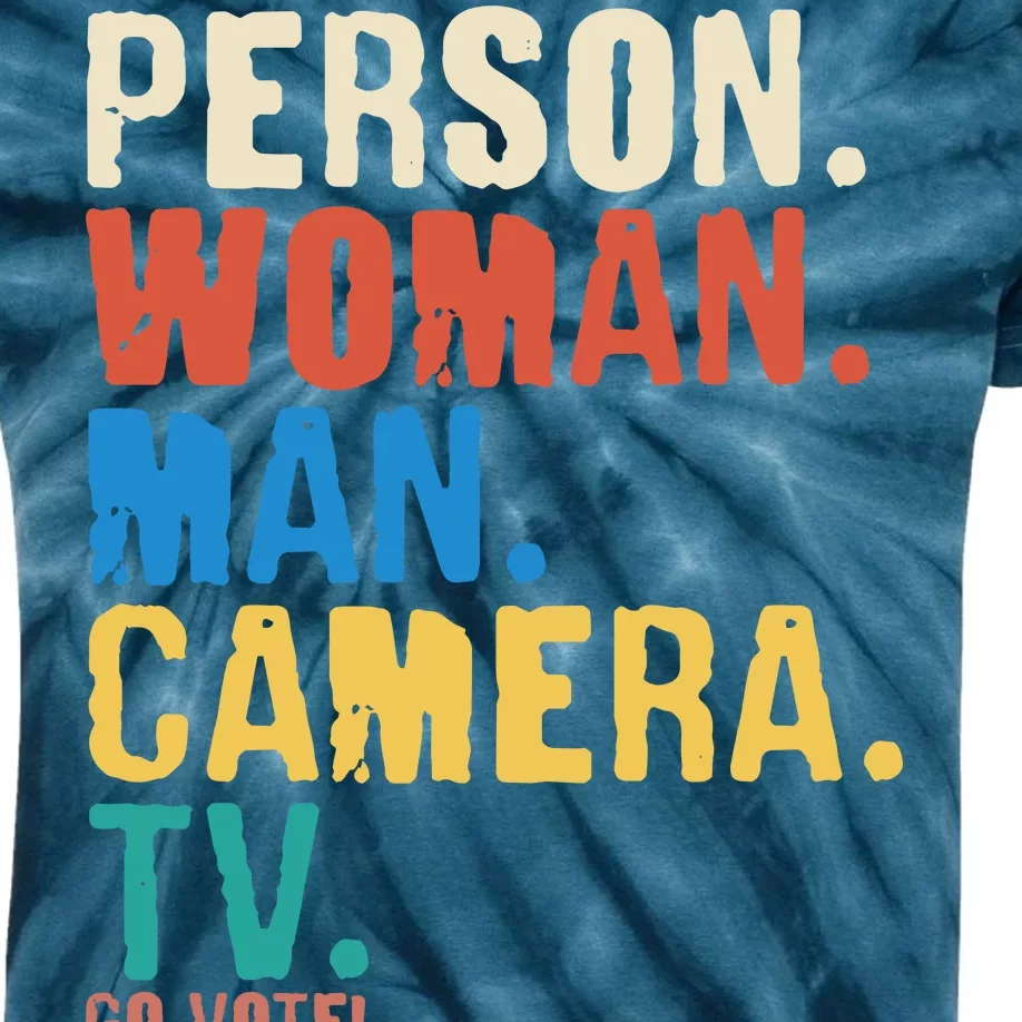 Person Woman Man Camera TV Go Vote Distressed Kids Tie-Dye T-Shirt