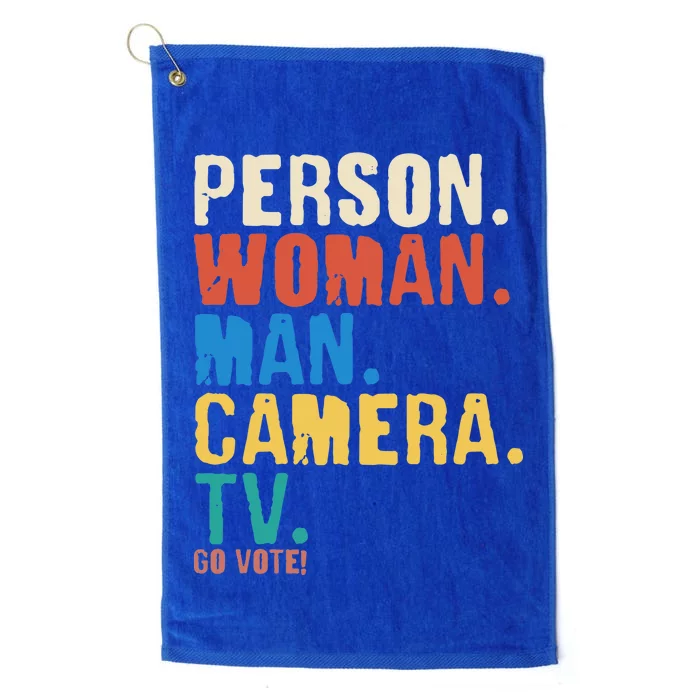 Person Woman Man Camera TV Go Vote Distressed Platinum Collection Golf Towel