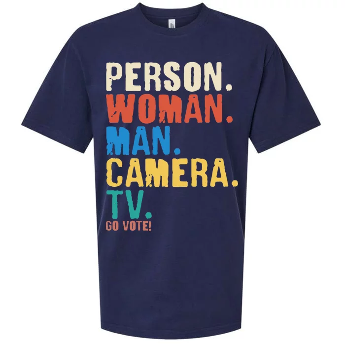 Person Woman Man Camera TV Go Vote Distressed Sueded Cloud Jersey T-Shirt