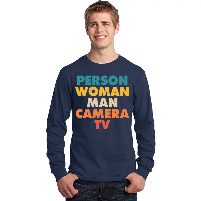 Person Woman Man Camera TV Trump Cognitive Test Long Sleeve Shirt