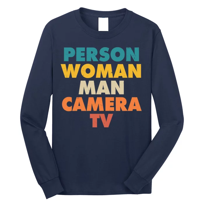 Person Woman Man Camera TV Trump Cognitive Test Long Sleeve Shirt