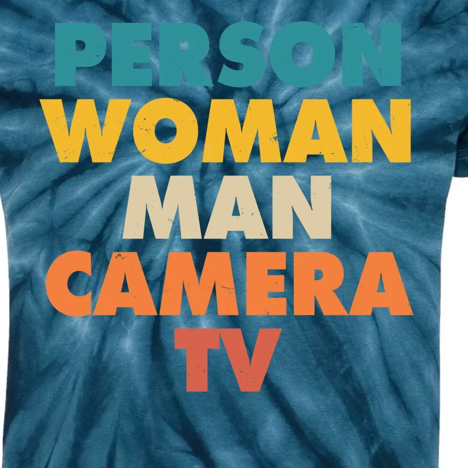 Person Woman Man Camera TV Trump Cognitive Test Kids Tie-Dye T-Shirt