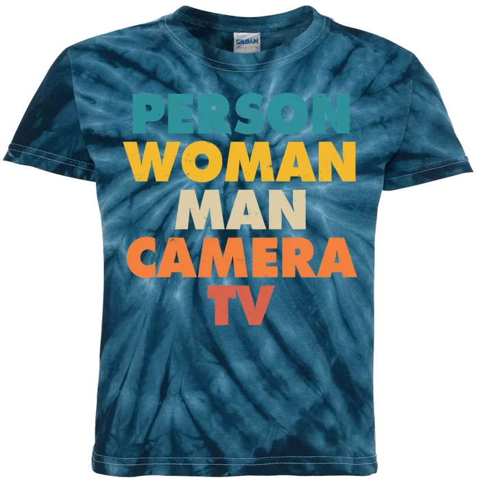 Person Woman Man Camera TV Trump Cognitive Test Kids Tie-Dye T-Shirt