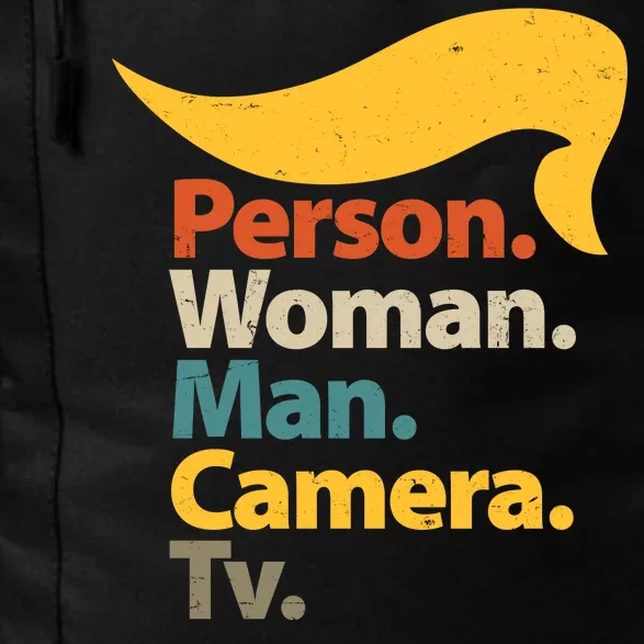 Person Woman Man Camera TV Trump Hair Daily Commute Backpack