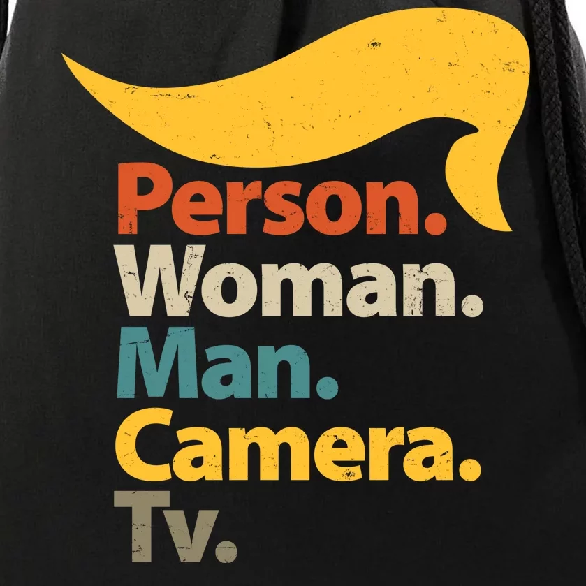 Person Woman Man Camera TV Trump Hair Drawstring Bag