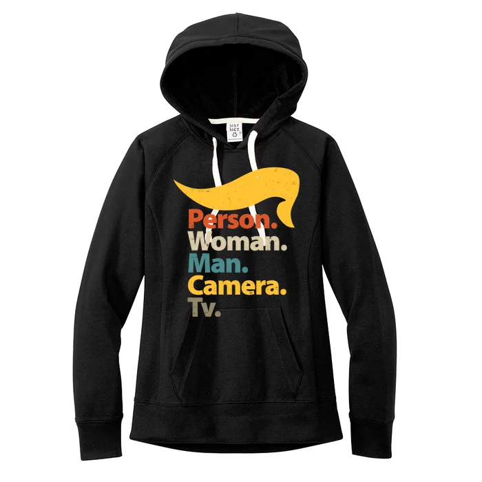 Person Woman Man Camera TV Trump Hair Women's Fleece Hoodie