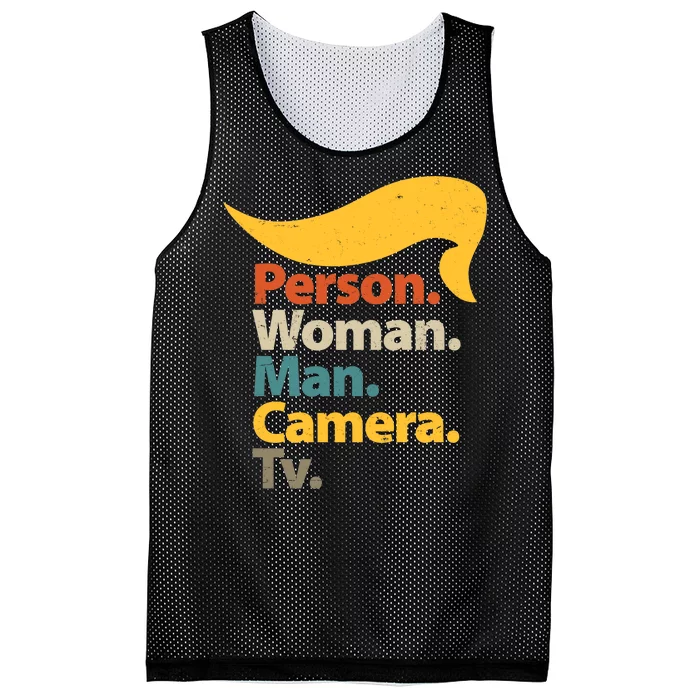 Person Woman Man Camera TV Trump Hair Mesh Reversible Basketball Jersey Tank