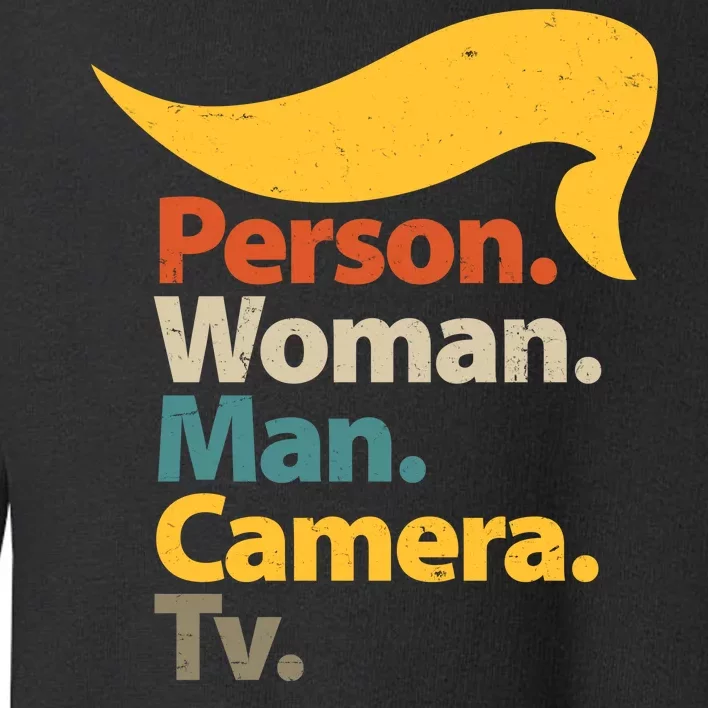 Person Woman Man Camera TV Trump Hair Toddler Sweatshirt