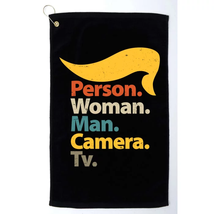 Person Woman Man Camera TV Trump Hair Platinum Collection Golf Towel