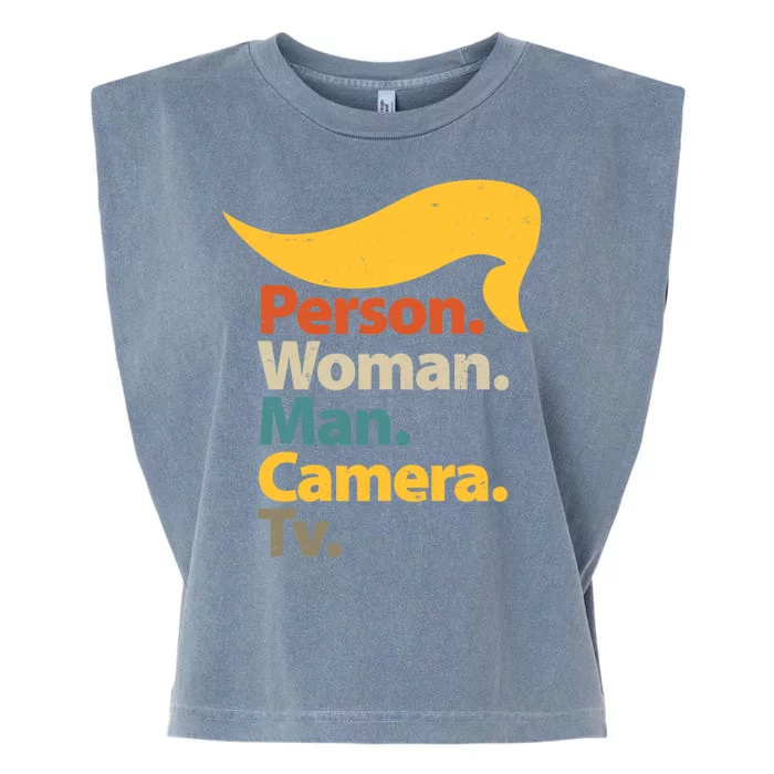 Person Woman Man Camera TV Trump Hair Garment-Dyed Women's Muscle Tee