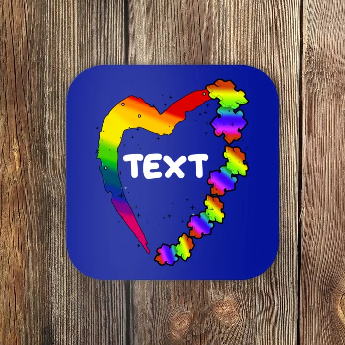 Personalize Autism Heart Custom Text Coaster