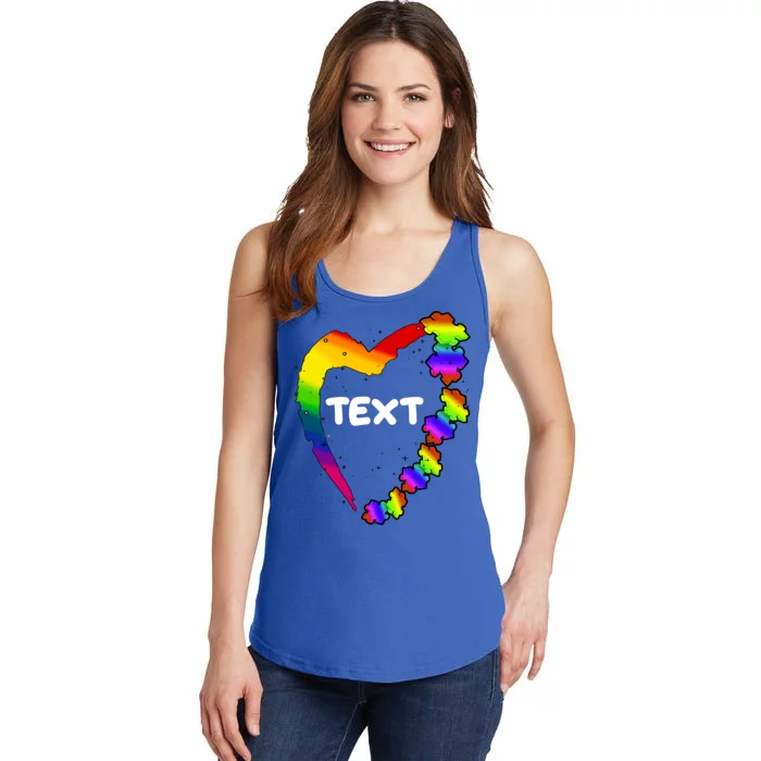 Personalize Autism Heart Custom Text Ladies Essential Tank