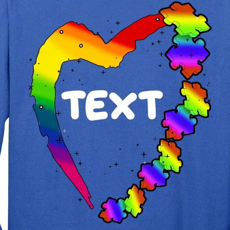 Personalize Autism Heart Custom Text Tall Long Sleeve T-Shirt