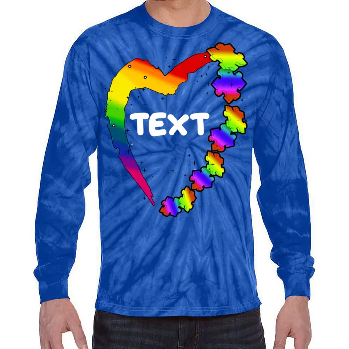 Personalize Autism Heart Custom Text Tie-Dye Long Sleeve Shirt