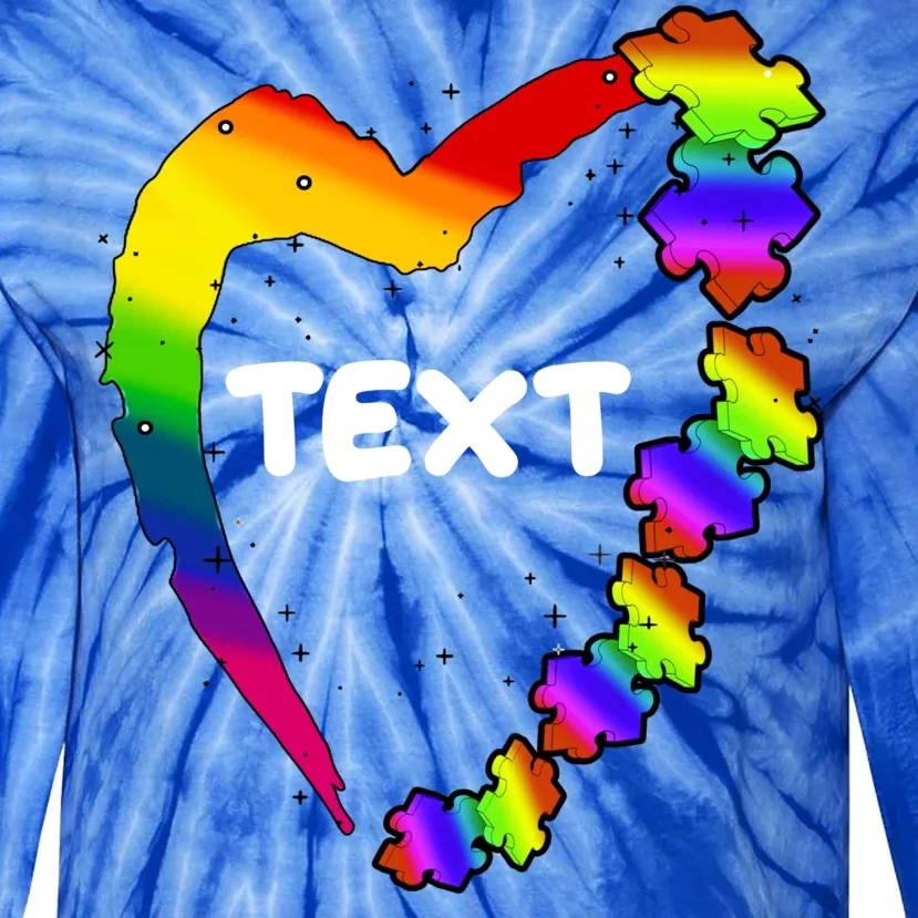 Personalize Autism Heart Custom Text Tie-Dye Long Sleeve Shirt