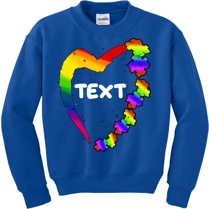 Personalize Autism Heart Custom Text Kids Sweatshirt