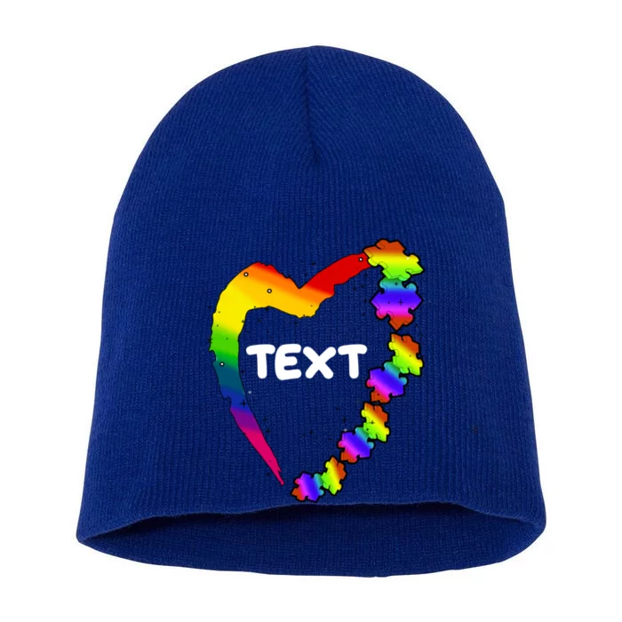 Personalize Autism Heart Custom Text Short Acrylic Beanie