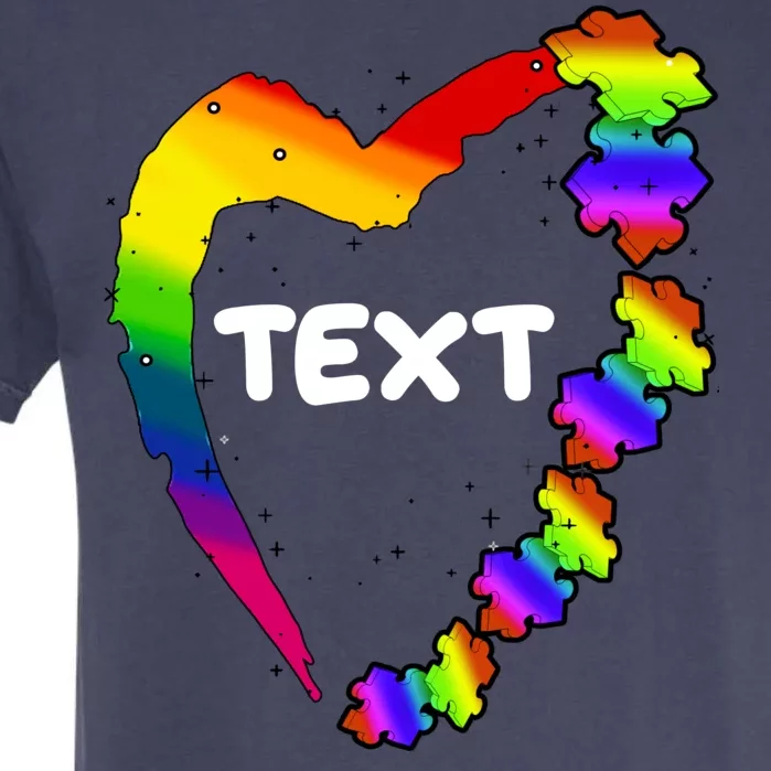 Personalize Autism Heart Custom Text Garment-Dyed Heavyweight T-Shirt