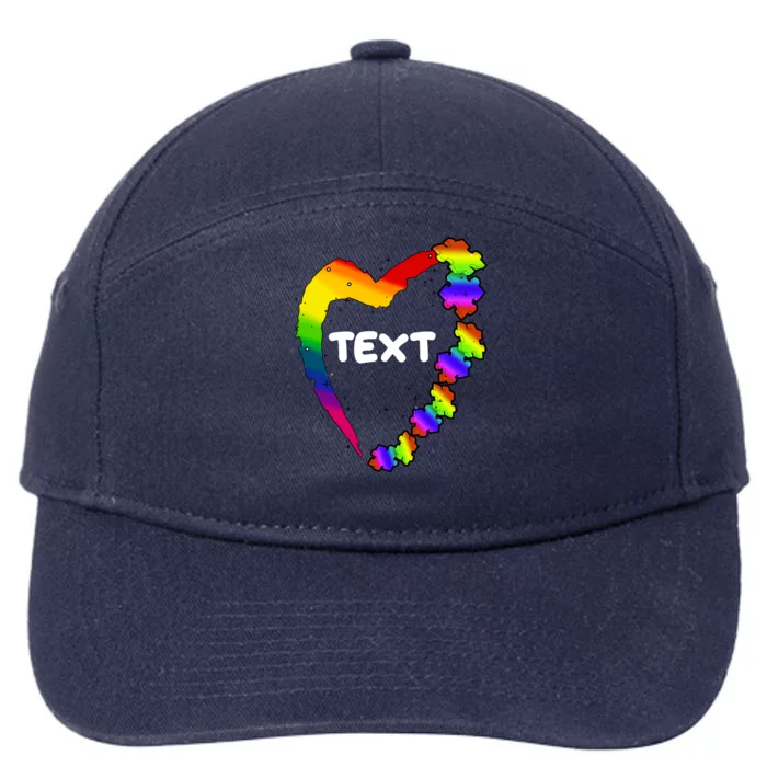 Personalize Autism Heart Custom Text 7-Panel Snapback Hat