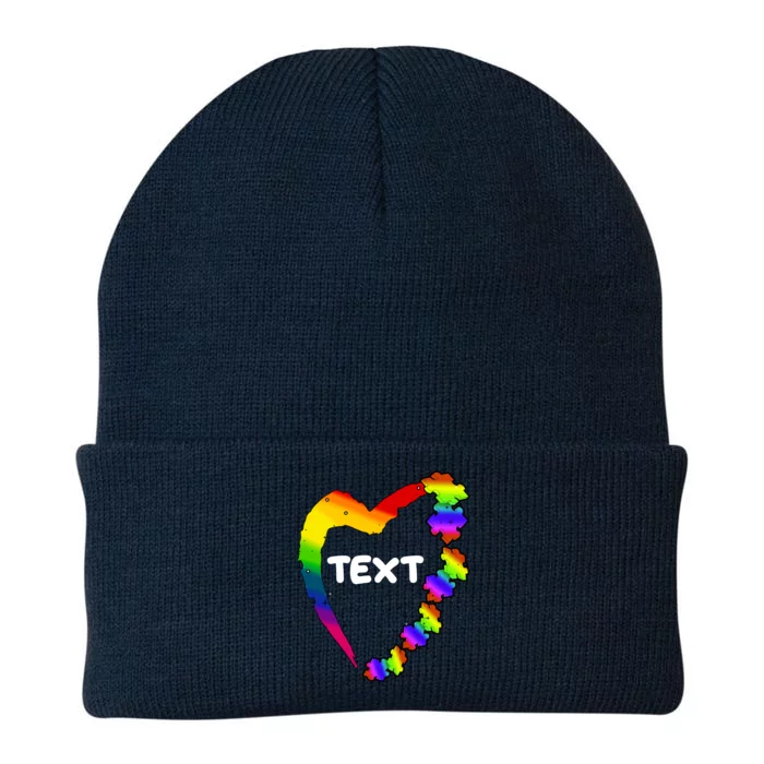 Personalize Autism Heart Custom Text Knit Cap Winter Beanie