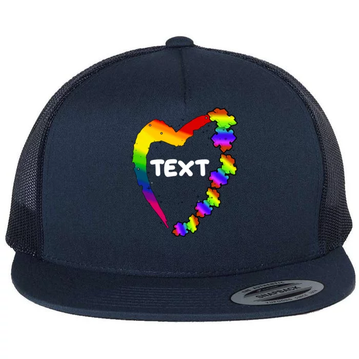 Personalize Autism Heart Custom Text Flat Bill Trucker Hat