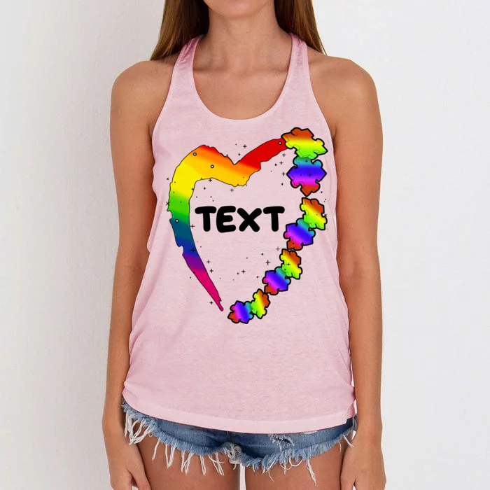 Personalize Autism Heart Custom Text Women's Knotted Racerback Tank