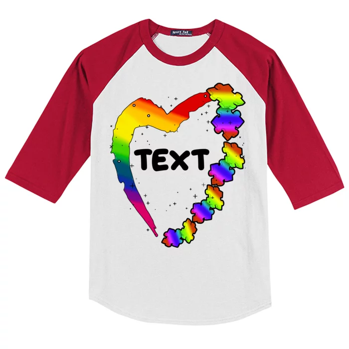 Personalize Autism Heart Custom Text Kids Colorblock Raglan Jersey