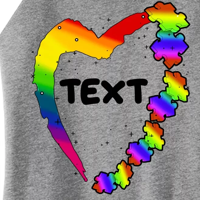 Personalize Autism Heart Custom Text Women’s Perfect Tri Rocker Tank