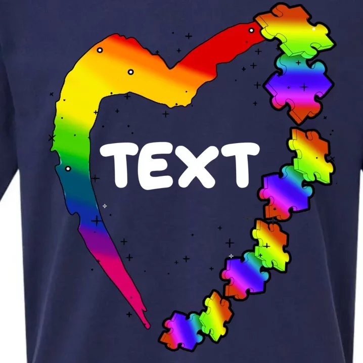 Personalize Autism Heart Custom Text Sueded Cloud Jersey T-Shirt