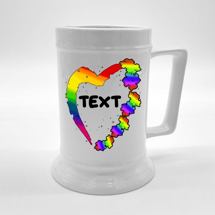 Personalize Autism Heart Custom Text Front & Back Beer Stein