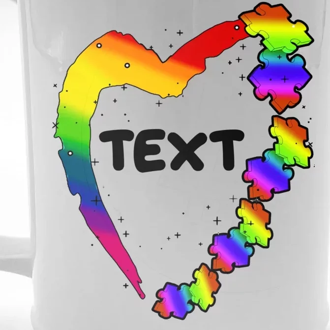 Personalize Autism Heart Custom Text Front & Back Beer Stein