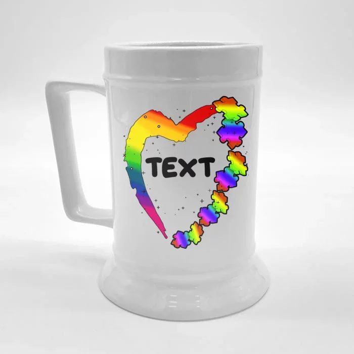 Personalize Autism Heart Custom Text Front & Back Beer Stein