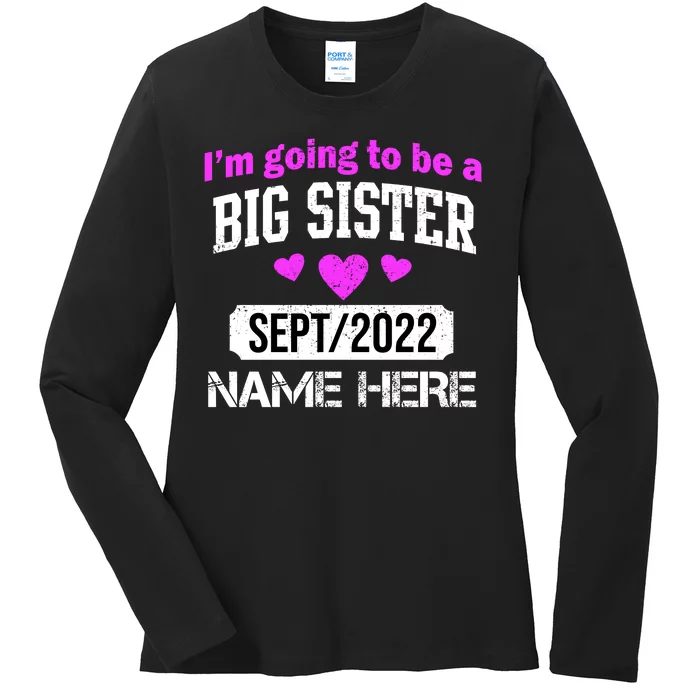 Personalize Big Sister Est Custom Year And Name Ladies Long Sleeve Shirt