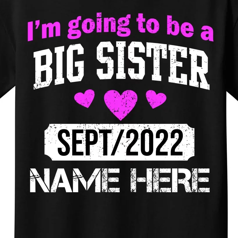 Personalize Big Sister Est Custom Year And Name Kids T-Shirt