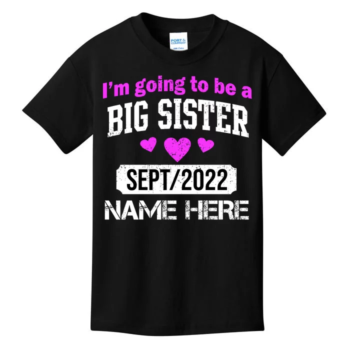 Personalize Big Sister Est Custom Year And Name Kids T-Shirt