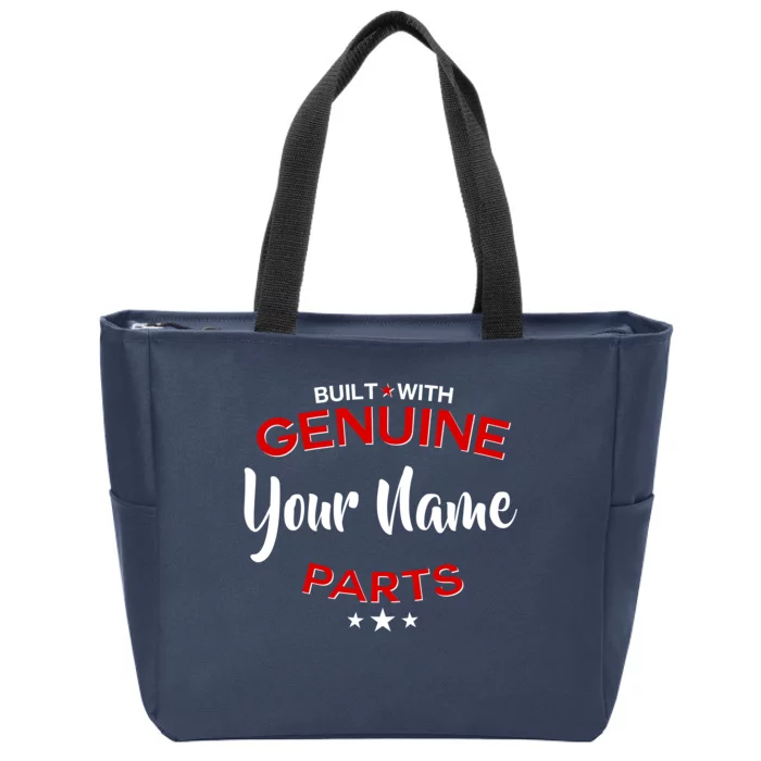 Personalize Built With Genuine Parts Custom Name Zip Tote Bag