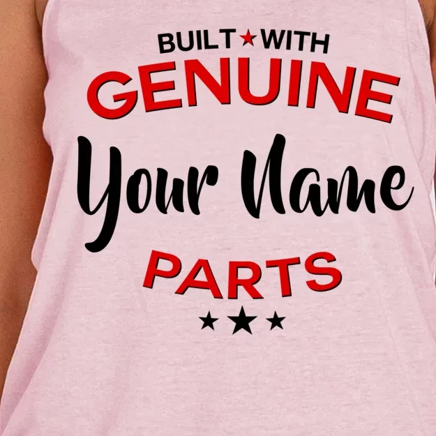 Personalize Built With Genuine Parts Custom Name Women's Knotted Racerback Tank