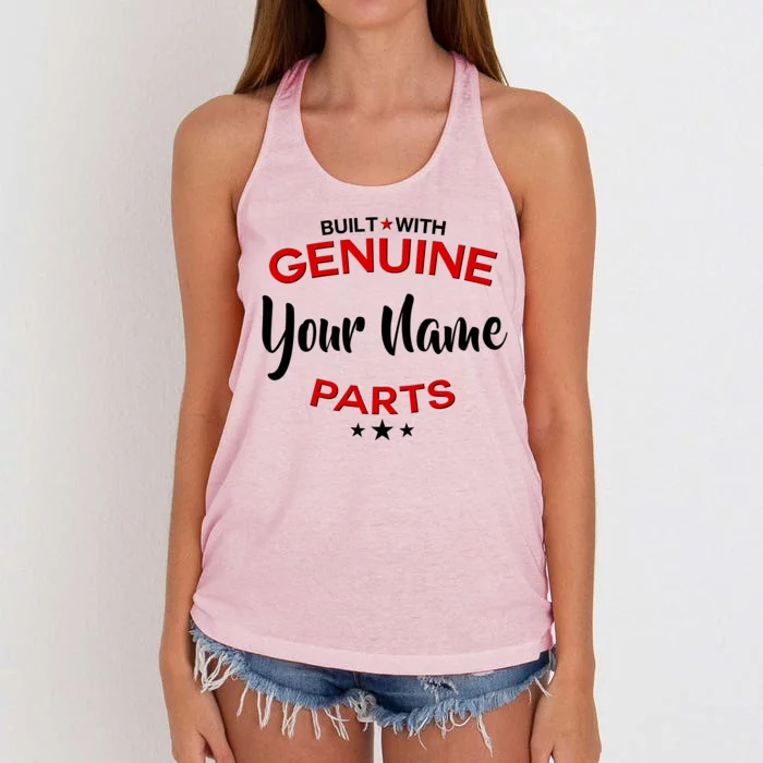 Personalize Built With Genuine Parts Custom Name Women's Knotted Racerback Tank