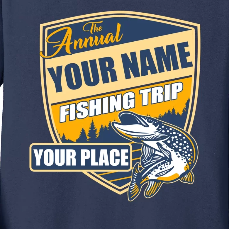 Personalize Fishing Trip Custom Kids Long Sleeve Shirt