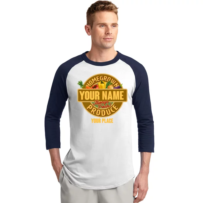 Personalize Home Homegrown Produce Custom Farmer Baseball Sleeve Shirt