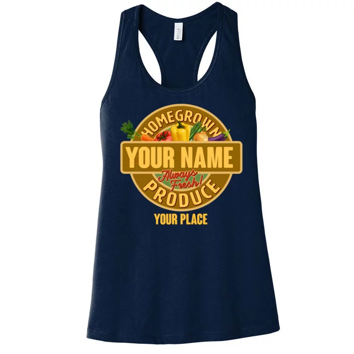 Personalize Home Homegrown Produce Custom Farmer Women's Racerback Tank